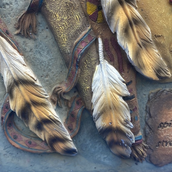 Native American hand painted 3D raised decor on slate Oh Great Spirit grant - Picture 5 of 7